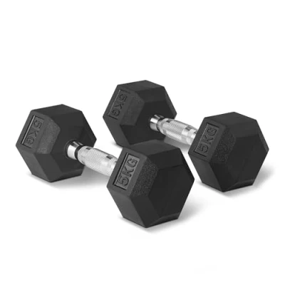 Image de Amazon Basics haltères hexagonaux recouverts de caoutchouc set, 5 kg, Noir