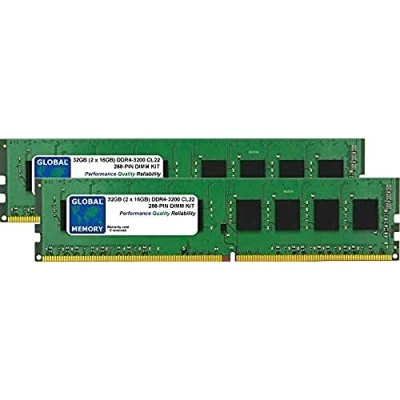 Image de 32Go (2 x 16Go) DDR4 3200MHz PC4 25600 288 PIN DIMM MÉMOIRE RAM KIT POUR ORDINATEURS DE BUREAU/CARTES MERES