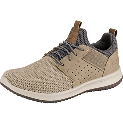 Image de Skechers Homme Delson Camben Baskets, Taupe Mesh W Synthetic, 39.5 EU