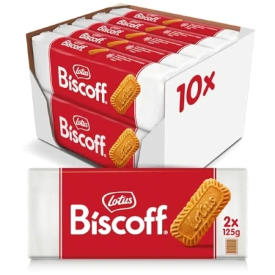 Image de Lotus Biscoff Biscuit Original Vegan Sans Colorant ni Arômes Artificiels 2 x 125g (x10) 2,5 kg