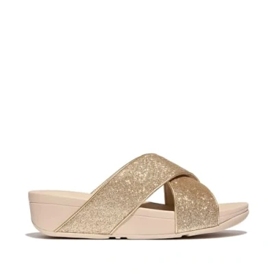 Image de Fitflop Femme Lulu Glitterdust Cross Slides Sandale, doré, 41 EU