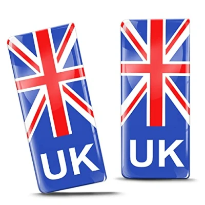 Image de Biomar Labs 2 x 3D Silicone Autocollants Plaque D&#039;Immatriculation Drapeau de Royaume Uni UK GB Grande Bretagne Auto Moto Voiture Identifiant QS 9