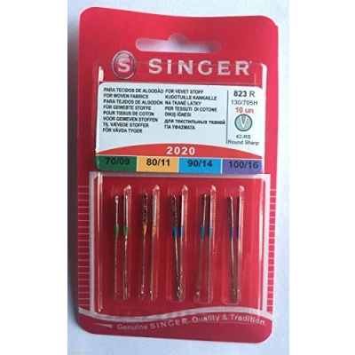 Image de Blister de 10 aiguilles 61823 pour Machine à coudre SINGER Pointe ronde Rouge