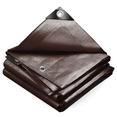 Image de VOUNOT Bâche de Protection en Polyéthylène 240g/m² Imperméable Ultra Lourde et Résistante Revêtue des Deux côtés avec Oeillets Aluminium Piscine Marron 2x3m