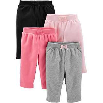 Image de Simple Joys by Carter&#039;s 4 Pack Fleece Pants, Rose/Noir/Gris Chiné, 3 6 Mois (Lot de 4) Bébé Fille