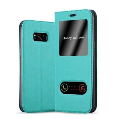 Image de cadorabo Coque pour Samsung Galaxy S8 en Turquoise Menthe Housse Protection avec Stand Horizontal et Deux Fenêtres Portefeuille Etui Poche Folio Case Cover