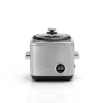 Image de Cuisinart Rice Cooker 400g riz et céréales multicuiseur Vapeur maintien au chaud Fil rétractable acier inoxydable sans BPA Tasse à mesurer cuillère Livre de recettes inclus