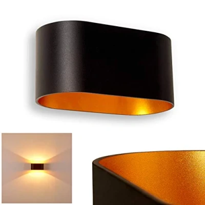 Image de hofstein Applique murale Dapp en métal noir et or, lampe d&#039;intérieur au style épuré créant un effet lumineux mur, pour une ampoule G9, ampoule(s) non incluse(s)