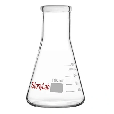 Image de StonyLab 1 Paquet Erlenmeyer Fiole en Verre Borosilicate, Flask à Paroi Épaisse avec Bord Résistant (100 ml Convient au Bouchon Caoutchouc 5#)
