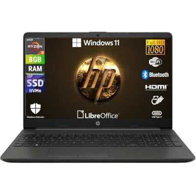Image de HP 255 G10, AMD Ryzen 3 7320u 4 Core 2,4 Ghz, ordinateur portable 15,6&quot; Full HD, RAM 8 Go DDR4 256 SSD, Windows 11 Pro, prêt à l&#039;emploi avec Libre Office