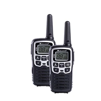 Image de Midland XT50, Talkie Walkie Professionnel Radio Double Bande à Charge Rapide, 24 Canaux PMR446, Rayon de 8 km, 38 Tonalités CTCSS, Rechargeable par USB, Noir/Blanc, Pack 2 Unités
