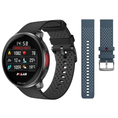 Image de Polar Vantage V3 avec un bracelet bleu supplémentaire, Montre sport GPS, Cardiofréquencemètre, Autonomie prolongée, connectée hommes et femmes, Cartes hors ligne, running