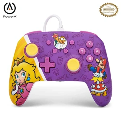 Image de PowerA manette filaire améliorée pour Nintendo Switch, modèle Switch OLED et Lite, accessoire de jeu, filaire, sous licence officielle Mario: Princess Peach Battle