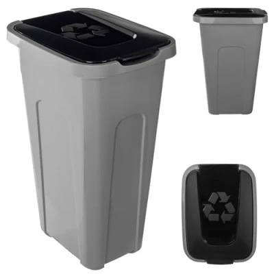 Image de KADAX Poubelle pour tri des déchets, 30 l, robuste, avec couvercle à rabat hermétique, système de en plastique (1, noir)
