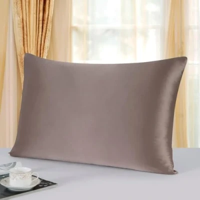 Image de townssilk Housse de coussin double face, 50 x 70 cm, 100 % soie mûrier pure, 82,46 g/m² (19 mommes), pour la santé : cheveux et peau, fermeture éclair cachée, 600 fils, gris violet, 1 pièce