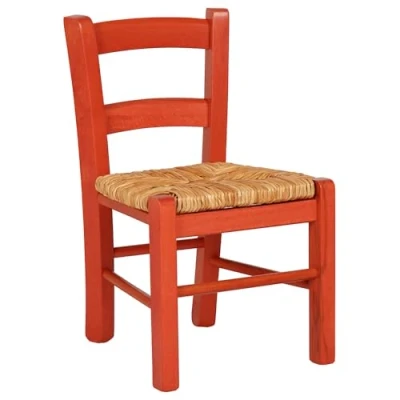 Image de LIBEROSHOPPING.eu LA TUA CASA IN UN CLIK Chaise BÉBÉ en Bois avec Assise Paille, pour Enfants (Rouge)