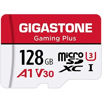 Image de [Gigastone] Gaming Plus Carte mémoire Micro SDXC pour Nintendo Switch, Wyze, GoPro, caméra de sécurité, Enregistrement vidéo 4K, UHS I A1 U3 V30 C10, jusqu&#039;à 100 Mo/s, avec Adaptateur 128 Go