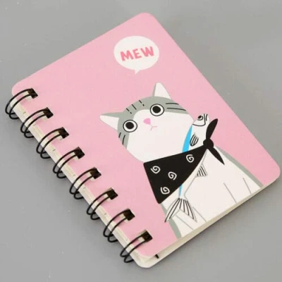 Image de SUPERTOOL Mini carnet à spirales Motif chat Rose Format A7 160 pages