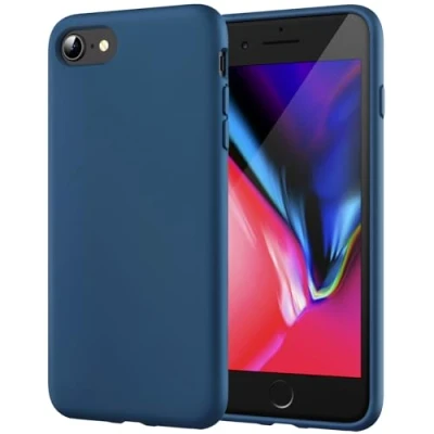 Image de JETech Coque Silicone pour iPhone SE 3/2 (modèle 2022/2020), 8/7, Protection Complète du Corps au Toucher Soyeux, Doublure Douce en Tissu Microfibre (Bleu Cobalt)
