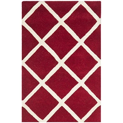 Image de Safavieh CHT720 Grand Tapis de Salon rectangulaire pour Une Utilisation en intérieur, Laine, Rouge/Ivoire, 120 X 180 cm