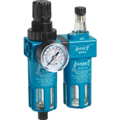 Image de HAZET Unité d&#039;entretien 9070 4, double avec filtre réducteur de pression, lubrificateur à brouillard et manomètre, raccord d&#039;air 1/4&quot;, pression max. 12 bar, débit 1800 Nl/min