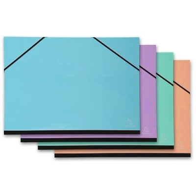 Image de Exacompta Réf. 25680E 10 cartons à dessin Aquarel avec élastiques intérieur papier noir dos toilé dimensions 32 x 45 cm format classer A3 (297 420 mm) couleurs assorties