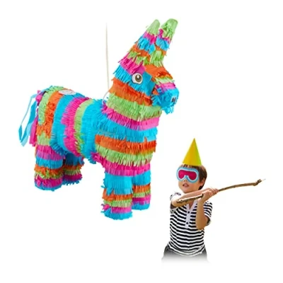 Image de Relaxdays Piñata âne, à remplir, Anniversaire, Enterrement de Vie garçon/Fille, scolarisation, Suspendre, coloré, 10031472, Multicolore
