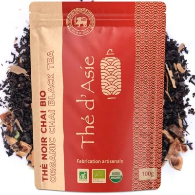 Image de Khla Thé Chai Bio pour Latte Sachet Vrac 100 g Noir Chaï Masala Épicé Ceylan Biologique Feuilles Séchées d’Asie Réconfortant &amp; Gourmand Origine Sri Lanka
