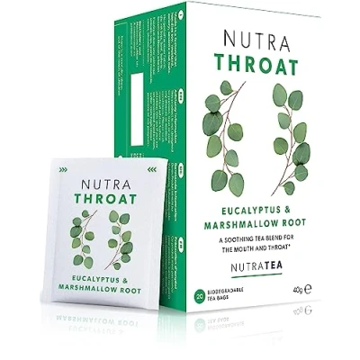 Image de NUTRATHROAT thé Pour la gorge Tisane Confort de le mal et toux Comprend racine guimauve l’orme glissant 20 sachets Nutra Tea