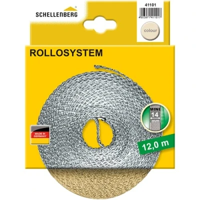Image de Schellenberg 41101 Sangle pour volet roulant, 14 mm, 12 m, Beige