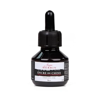 Image de Jacques Herbin 11209T Un flacon d&#039;encre de Chine noire, 50 ml