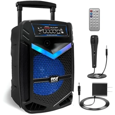 Image de Pyle Enceinte Bluetooth Puissante 800W Sono Portable avec Batterie intégrée Rechargeable,Subwoofer 12&quot; et Tweeter 1&quot;,Fonction d&#039;enregistrement, Micro Filaire SD/USB/AUX Radio,Eclairage LED