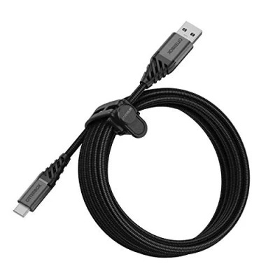 Image de Otterbox Câble Premium Tressé renforcé USB A vers C, de Charge pour Smartphone et Tablet, Ultra Robuste, résiste aux torsions pliages, 3M, Noir