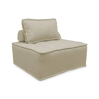 Image de sweeek Chauffeuse pour canapé modulable Tissu capitonné Gris avec Un Coussin