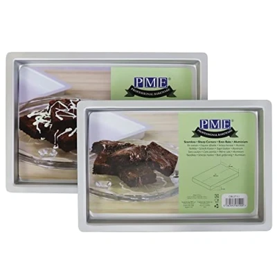 Image de PME OBL08121 Moule à gâteau rectangulaire en aluminium 20,3 x 30,5 2,5 cm