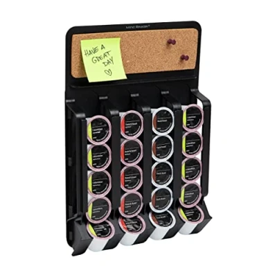 Image de Mind Reader Organiseur de dosettes à usage unique, support mural, capacité 20 capsules, magnétique ou adhésif, 27,3 cm (l) x 39,4 6,3 (H), noir