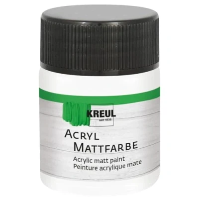 Image de Kreul 75501 peinture acrylique mate, blanc en pot de 50 ml, crémeuse et couvrante, séchage rapide, à base d&#039;eau, convient nombreux supports différents