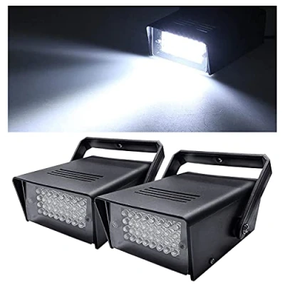 Image de jindaaudio Lumière Stroboscope, 32 LED Stroboscopes Jeux de Lumiere pour Soirée, Mini Blanche Stroboscopique, idéal Les Bars, Mariages, Fêtes (Pack 2)