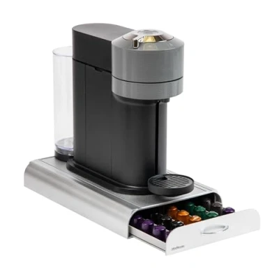 Image de Mind Reader NESTRY6PC SIL Tiroir à capsules compatible avec Nespresso, support de dosettes café, rangement, 23,5 x 38,1 5,1 cm (L l H), plastique argenté