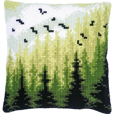Image de Vervaco Kit Coussin au Point de Croix Forêt, écru, ca. 40 x cm