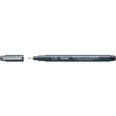 Image de Pentel Pointliner S20P 10A Fineliner, noir, imperméable et résistant à la lumière, 1,0 mm