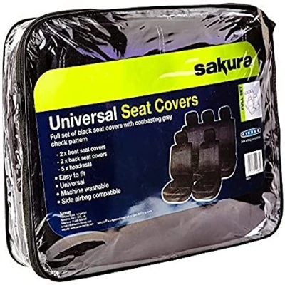 Image de Sakura Ensemble de Housses sièges et Repose tête Checks Noir/Blanc