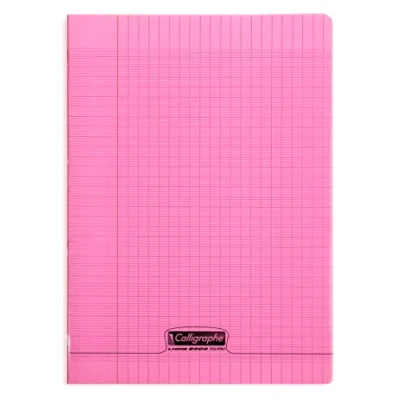 Image de Calligraphe 18131C Un Cahier Agrafé Rose (une Marque de Clairefontaine) A4 21x29,7 cm 96 Pages Grands Carreaux Papier Blanc 90 g Couverture Polypro Transparent