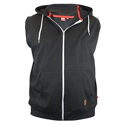 Image de D555 Duke Sweat à capuche sans manches pour homme avec fermeture éclair intégrale et poches cordon de serrage Noir uni Taille 3XL (Blake), , plus