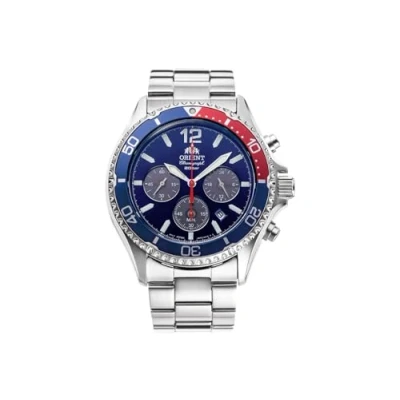 Image de Montre de plongée solaire Orient Chronograph en acier inoxydable avec cadran noir RA TX0201L10B 200M pour homme