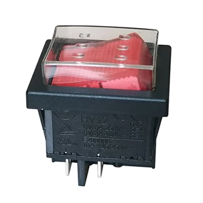Image de 2 Pièces KEDU HY12 Interrupteur à bascule ON OFF Interrupteurs bouton poussoir étanches avec lampe 16(8) A 250V 10(6) 400V 5E4 10A 125/250V CE Noir/Rouge