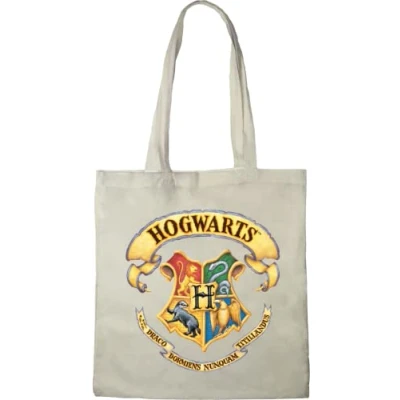 Image de HARRY POTTER TOTE BAG HOGWARTS», REFERENCE : BWHAPOMBB001, ECRU, 38 X 40 CM