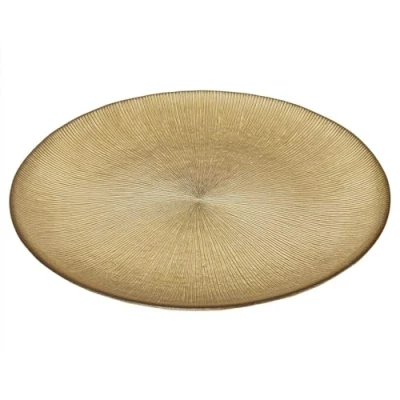 Image de HOME DECO FACTORY, KA6136, Assiette en Verre Doré 27 cm Design Élégant et Durable, Idéale pour Dîners Occasions Spéciales, Facile à Nettoyer, Parfaite comme Cadeau Or