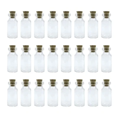 Image de WYAN 24Pcs 3ML Petite Bouteille en Verre,Tube a Essai Verre pour Les Mariages,Set Petit Flacon Verre,Bocaux Mariage, Désir de Fête
