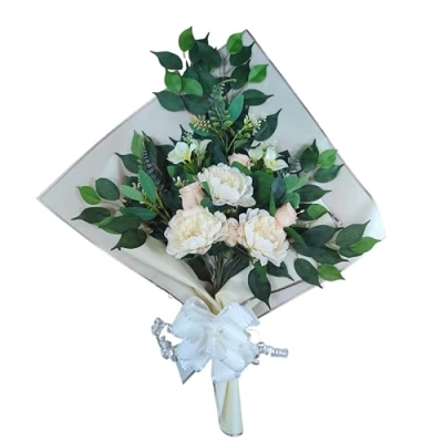 Image de DRW Bouquet de fleurs artificielles pour cimetière à mettre dans un pot, vase ou sur une tombe 73 x 63 20 cm (pivoines)
